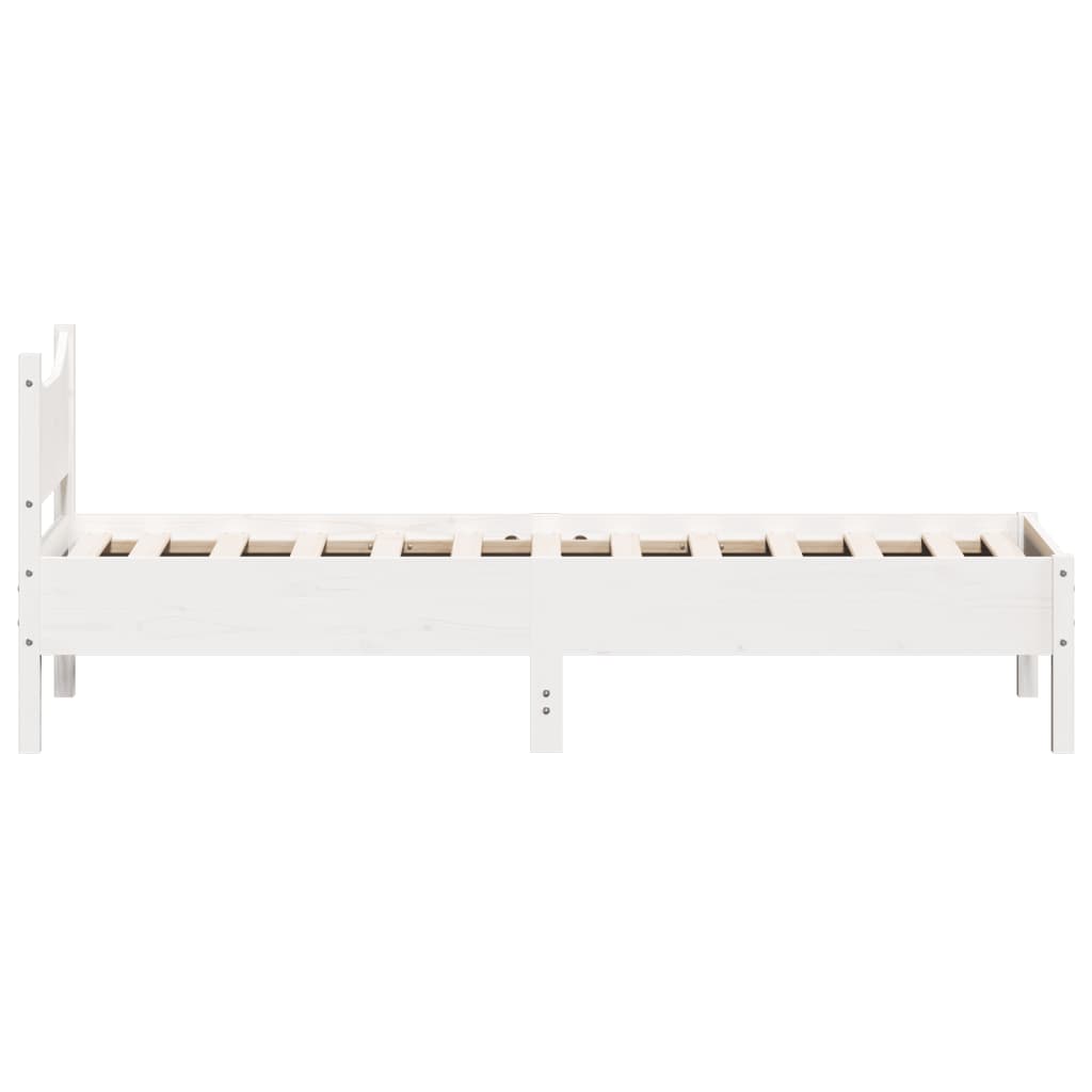 Letto Senza Materasso Bianco 90x190 Cm In Legno Massello Pino - Image 5