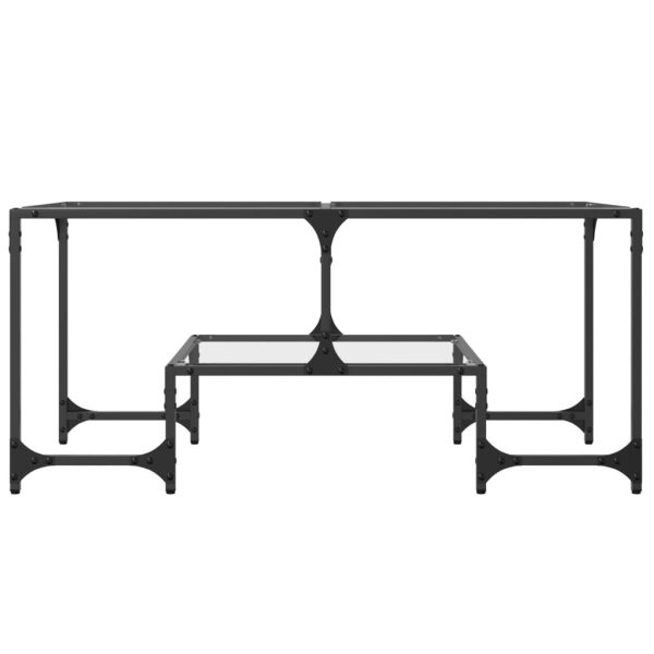 Tavolini Con Piano Vetro Trasparente 2 Pz 98,5x50x45 Cm Acciaio - Image 4