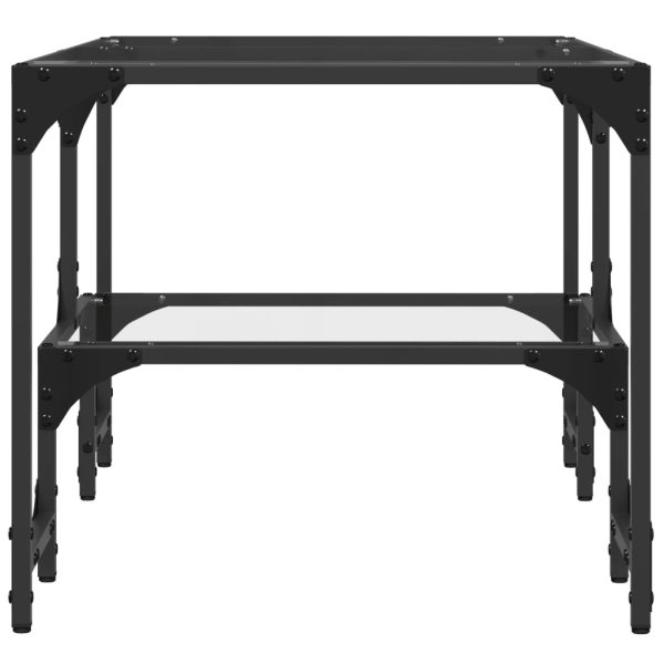 Tavolini Con Piano Vetro Trasparente 2 Pz 98,5x50x45 Cm Acciaio - Image 5