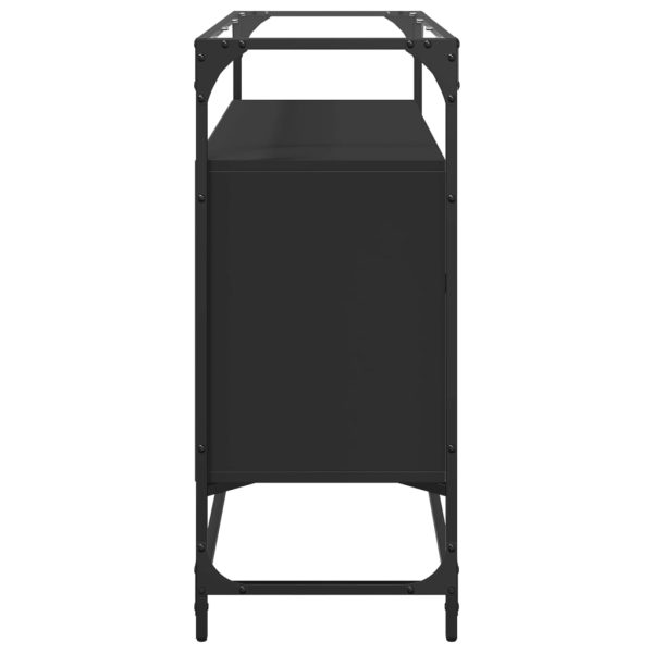 Credenza Con Piano In Vetro Nero 98x35x81cm Legno Multistrato - Image 5