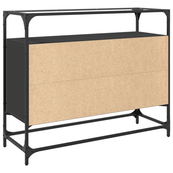Credenza Con Piano In Vetro Nero 98x35x81cm Legno Multistrato - Image 6