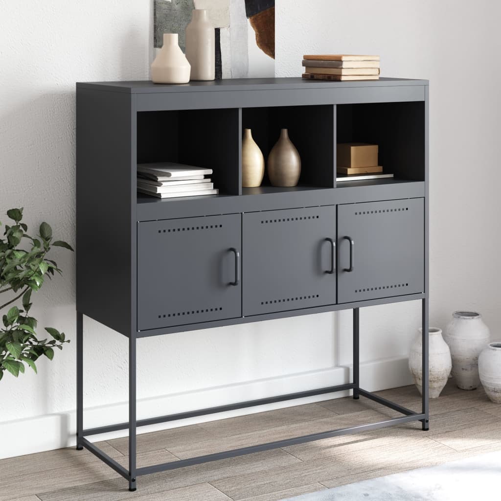Credenza Antracite 100,5x39x107 Cm In Acciaio