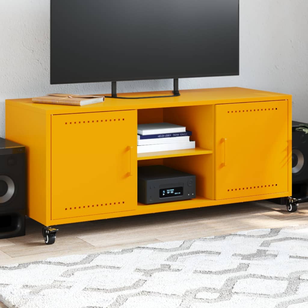 Mobile Tv Giallo Senape 100,5x39x43,5 Cm In Acciaio