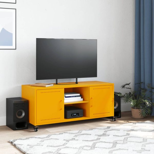 Mobile Tv Giallo Senape 100,5x39x43,5 Cm In Acciaio - Image 3