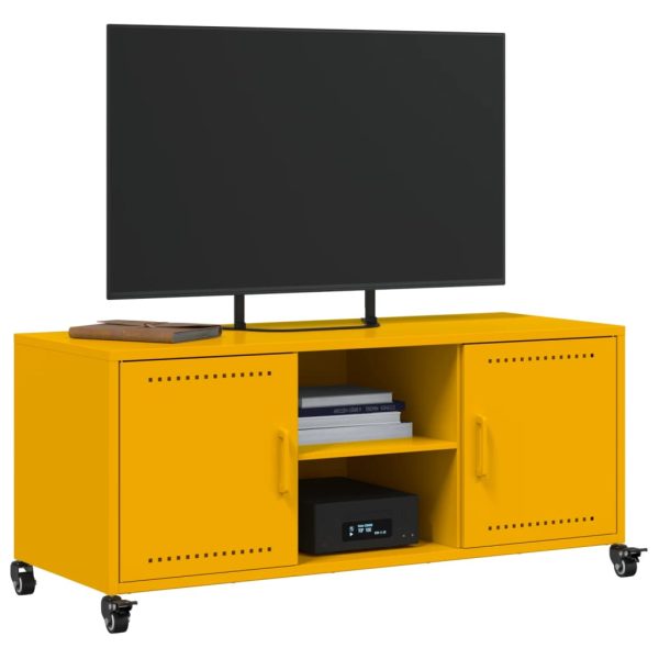 Mobile Tv Giallo Senape 100,5x39x43,5 Cm In Acciaio - Image 4
