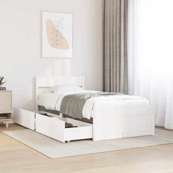 Letto Senza Materasso Bianco 90x200 Cm Legno Massello Di Pino
