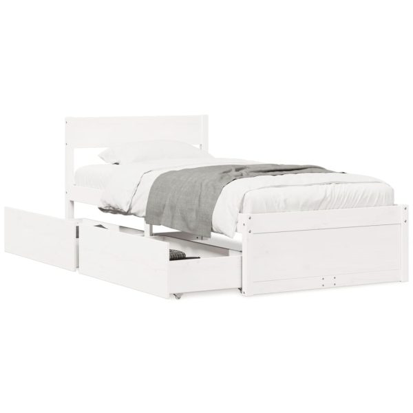 Letto Senza Materasso Bianco 90x200 Cm Legno Massello Di Pino - Image 2