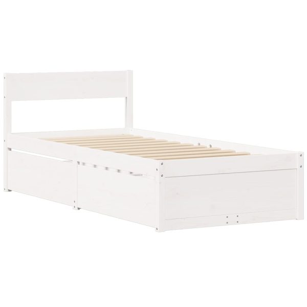 Letto Senza Materasso Bianco 90x200 Cm Legno Massello Di Pino - Image 3