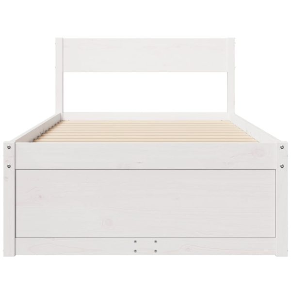 Letto Senza Materasso Bianco 90x200 Cm Legno Massello Di Pino - Image 4