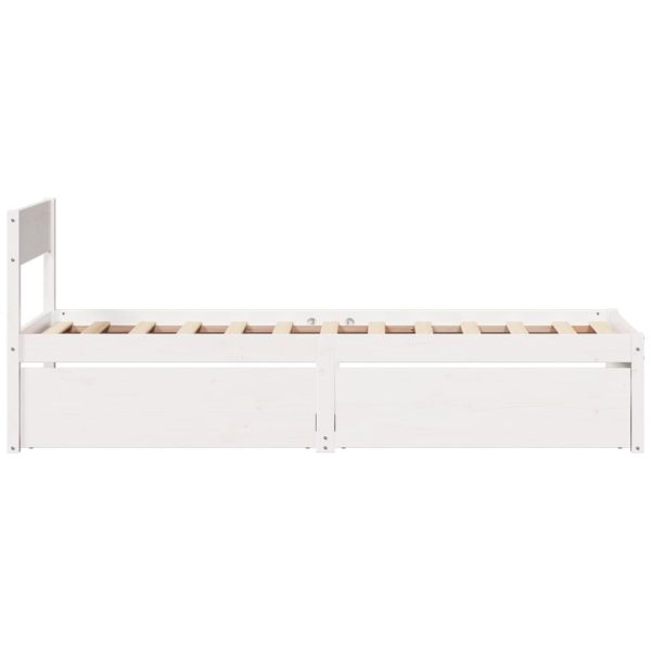 Letto Senza Materasso Bianco 90x200 Cm Legno Massello Di Pino - Image 5