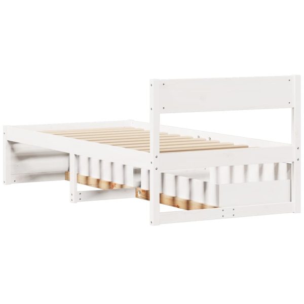 Letto Senza Materasso Bianco 90x200 Cm Legno Massello Di Pino - Image 6