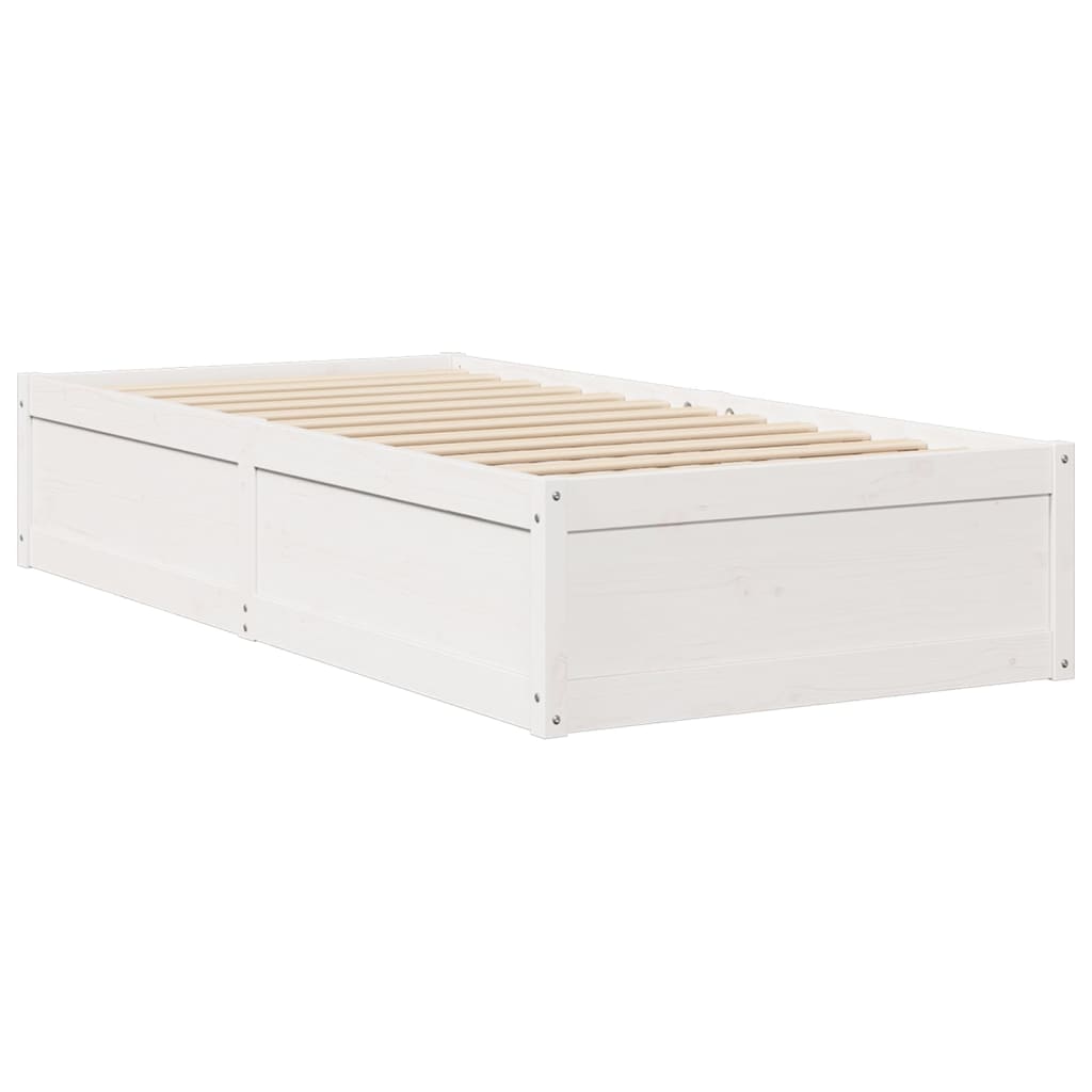 Letto Senza Materasso Bianco 90x200 Cm Legno Massello Di Pino - Image 3