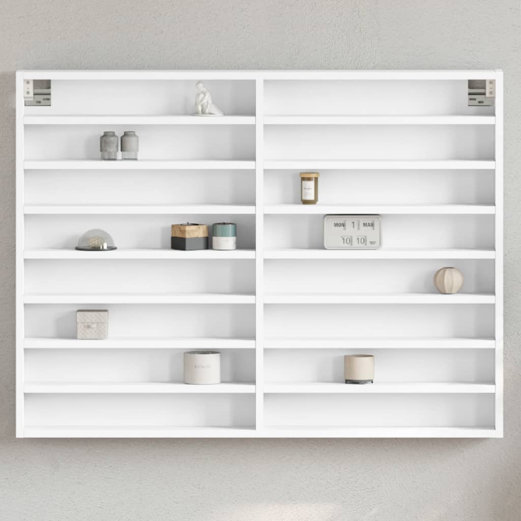 Armadietto Con Vetrina Bianco 100x8,5x75 Cm Legno Multistrato