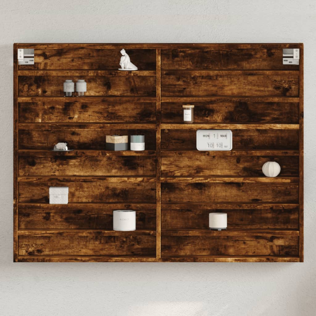 Armadietto Vetrina Rovere Fumo 100x8,5x75 Cm Legno Multistrato