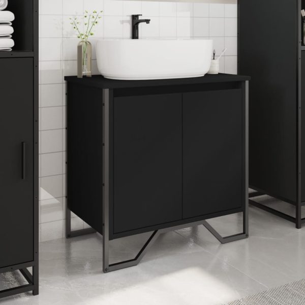 Mobile Lavabo Bagno Nero 60x35x60 Cm In Truciolato - Image 3