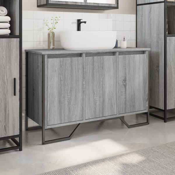 Mobile Lavabo Bagno Grigio Sonoma 91x35x60 Cm In Truciolato - Image 3