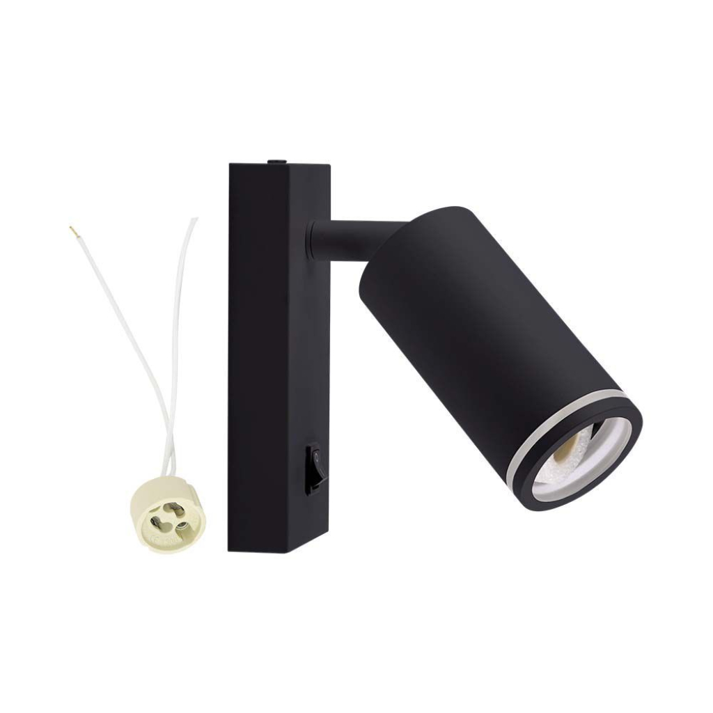 Gu10 Spotlight Fitting Wall Mounted Black Body