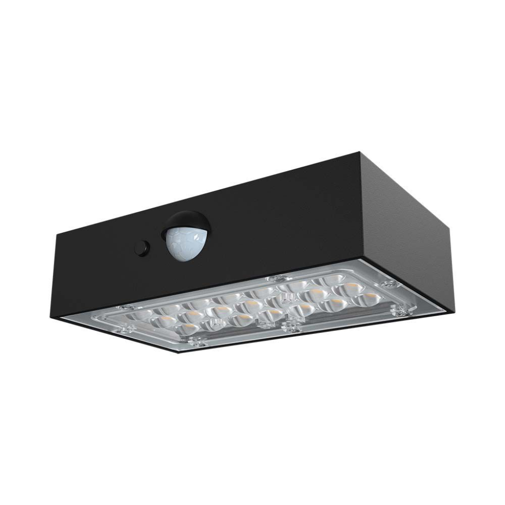3w Led Solar Wall Light Brick Lithium Battery 3.7v 1200ma Cct: 4000k+3000k Black