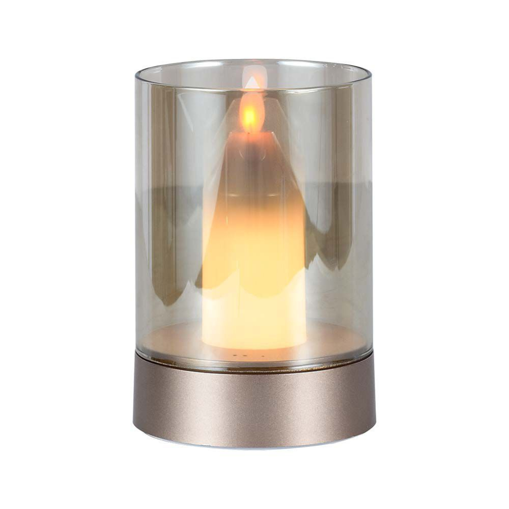 2w Led Candle Table Lamp 3000k Champagne Gold + Amber Glass