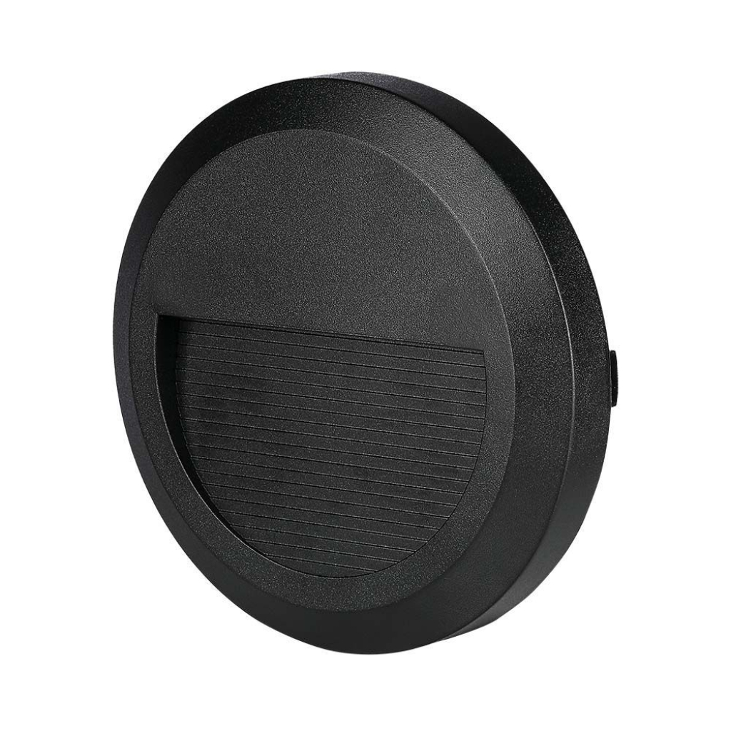 2w Led Step Light Black Body Round 4000k
