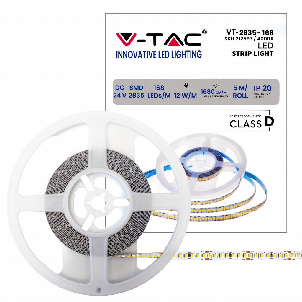 Led Strip Smd2835 168 Leds 24v Ip20 4000k 140 Lm/w