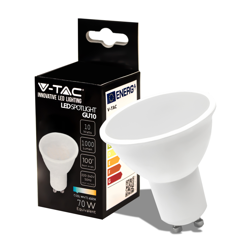 10w Gu10 Led Plastic Spotlight Milky Cover With Samsung Chip 6500k
