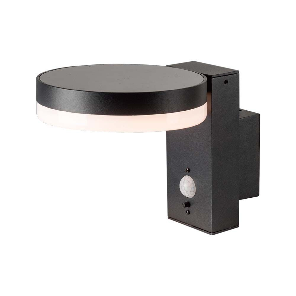 5.5w Led Solar Wall Lamp Smd With Pir Sensor Round Ip44 3000k
