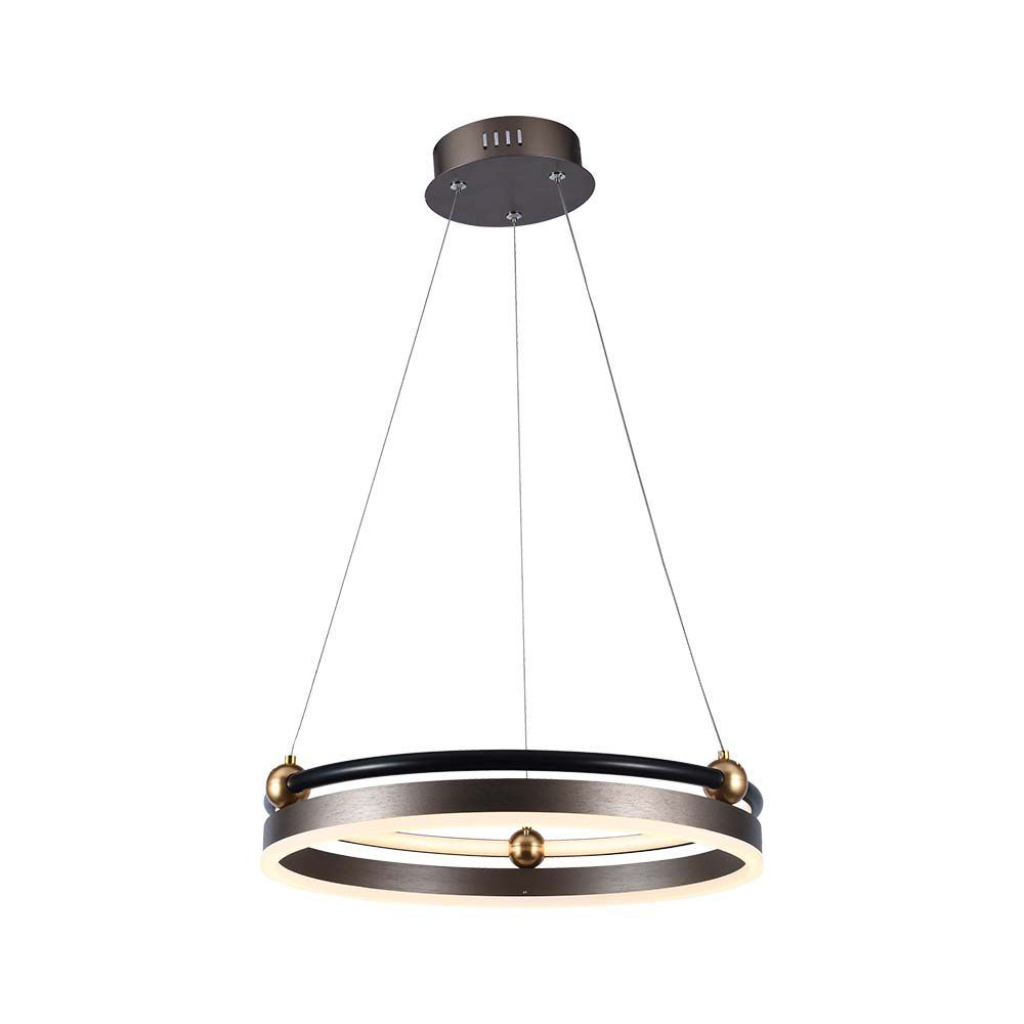 20w Led Designer Hanging Lamp Single Ring 3000k Coffee Body