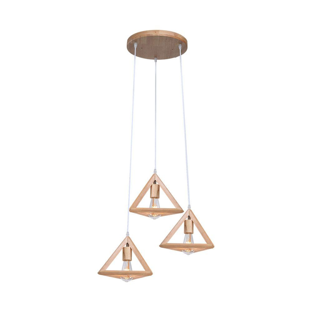 Led Designer Pendant Lampholder Wood Color Body 3*e27