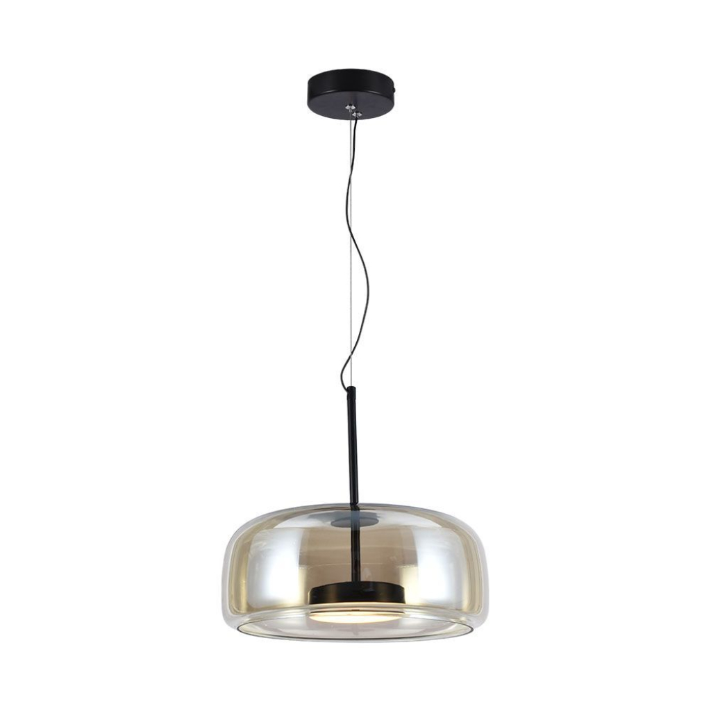 6w Led Designer Pendant Lamp Metal + Glass Body D350*h170 3000k
