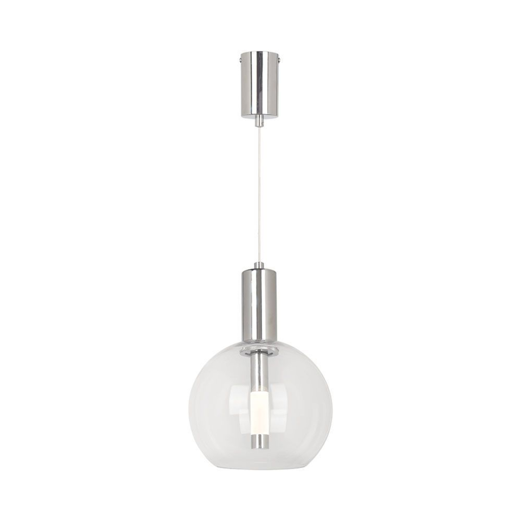 5w Led Pendant Chandelier With Contemporary Design With Transparent Glass Sphere 200*1905mm Steel Color Elegant Finish 3000k