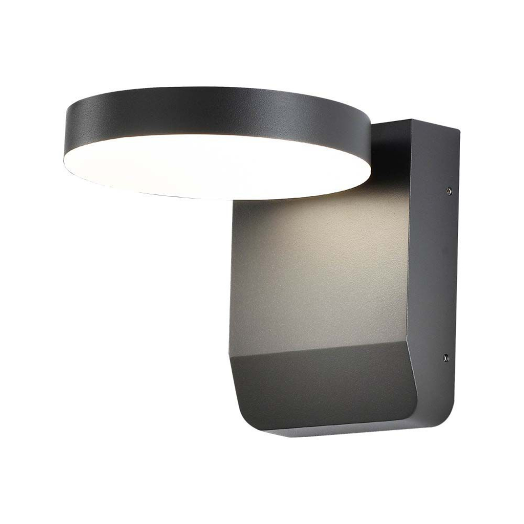 17w Led Wall Light 4000k Black Body Round Ip65