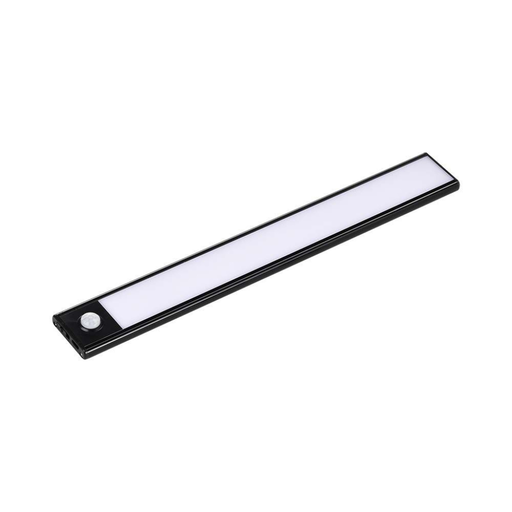 Lampada Led Da Armadio Ricaricabile MicrO-Usb 2w Sensore Pir Colore Nero 40cm 3000k Ip20