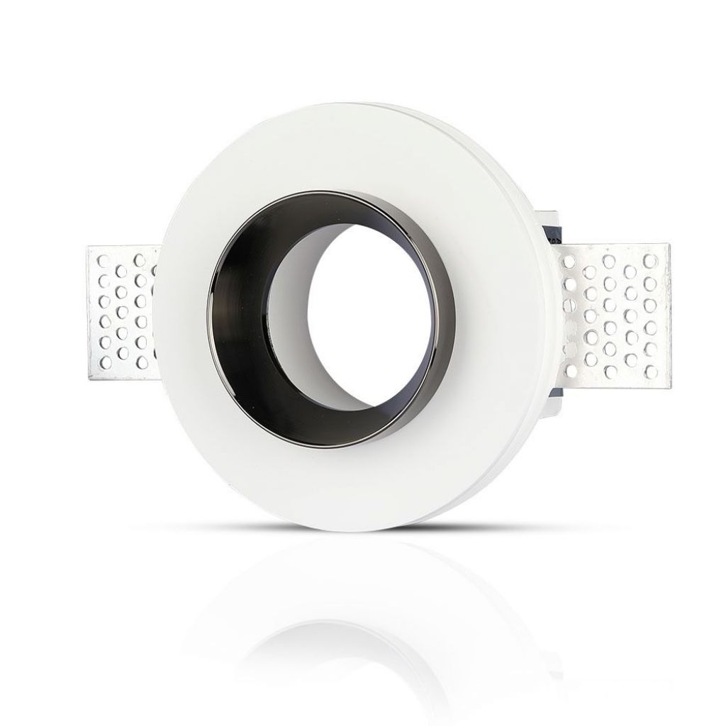 Gu10 Fitting Gypsum White Recessed Light With Black Metal Round