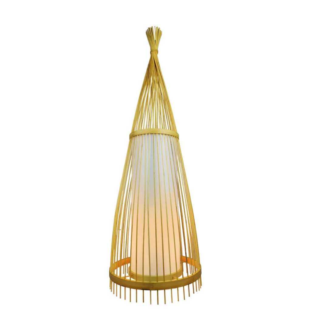 Wooden Floor Lamp With Rattan Lampshade D400*1500mm