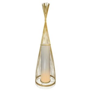 Wooden Floor Lamp With Rattan Lampshade H:94cm