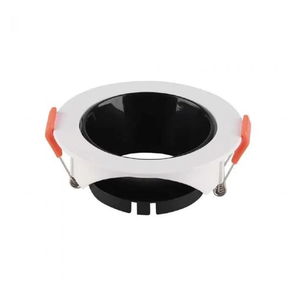 Gu10 Fitting Round White Frame + Black Reflector