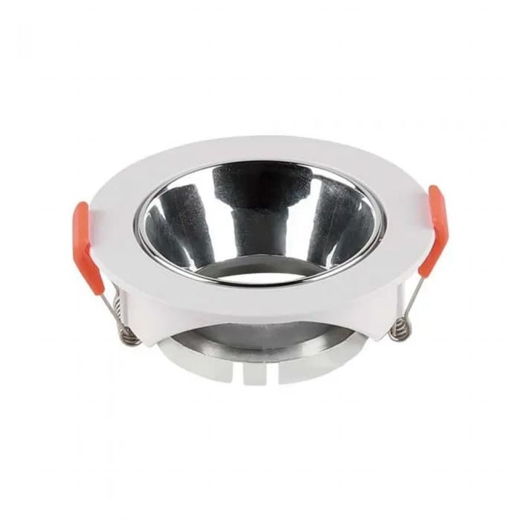 Gu10 Fitting Round White Frame + Chrome Reflector