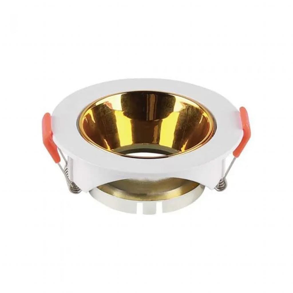 Gu10 Fitting Round White Frame + Gold Reflector