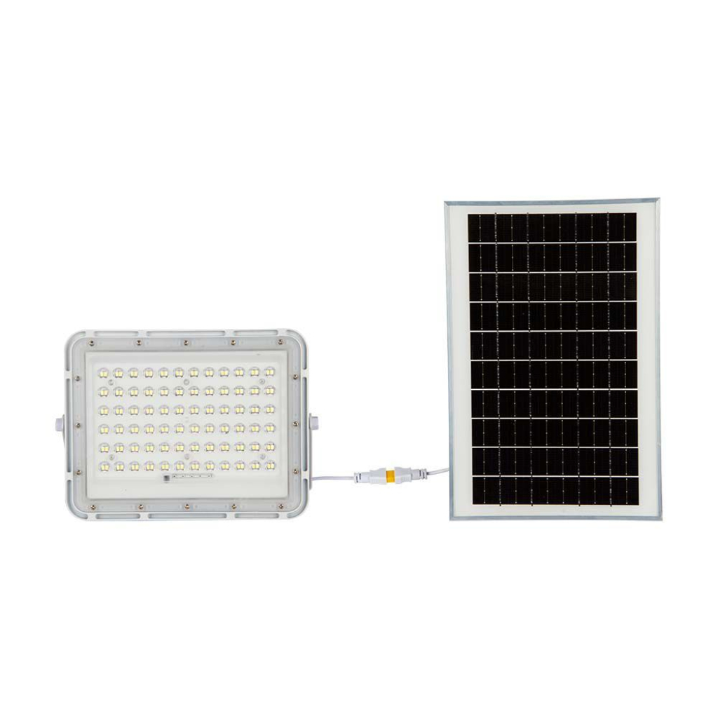 15w Led Solar Floodlight 6400k Replaceable Battery 3m Wire White Body