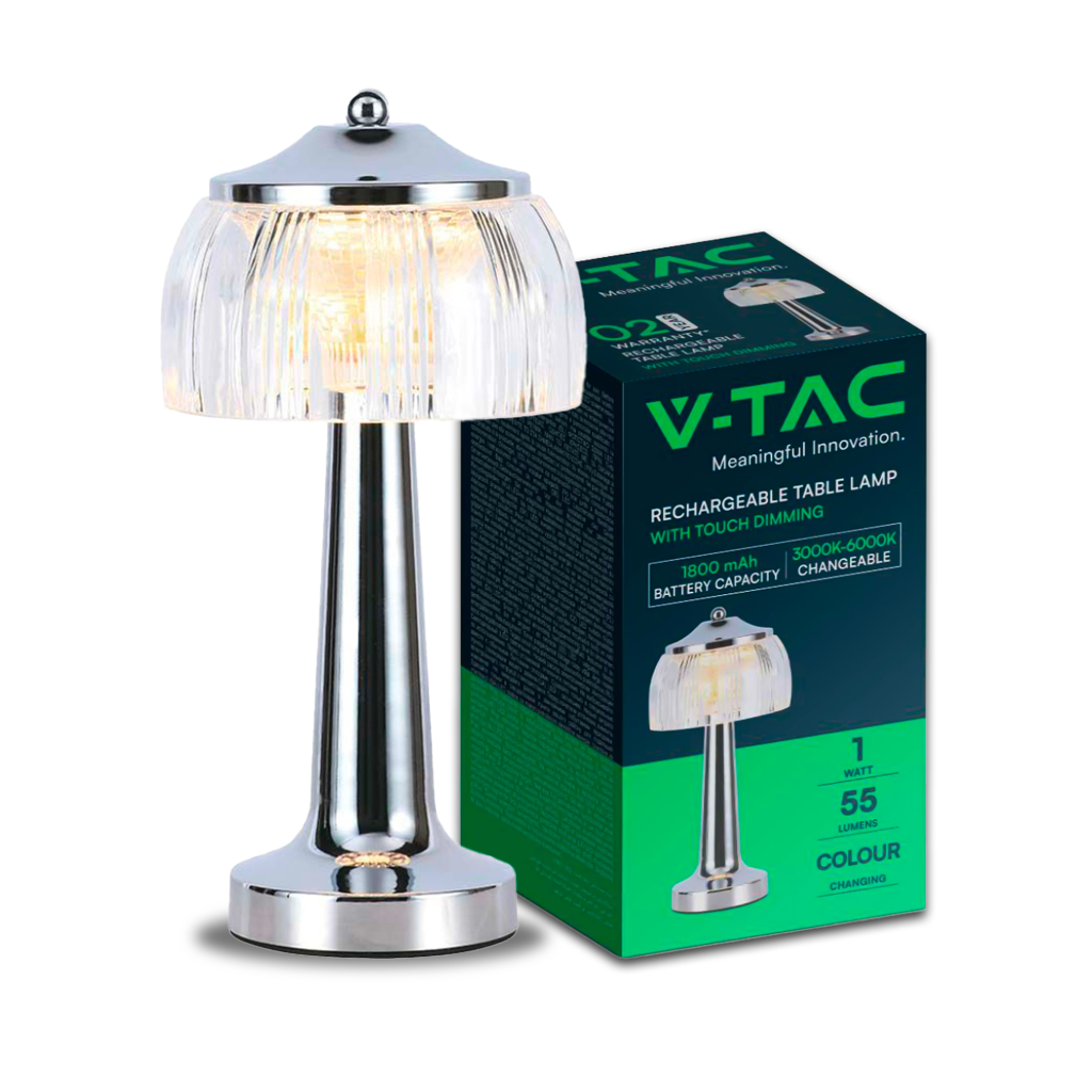 Led Table Lamp 1800mah Batteryd:13.5*26.5 Chrome Body3in1