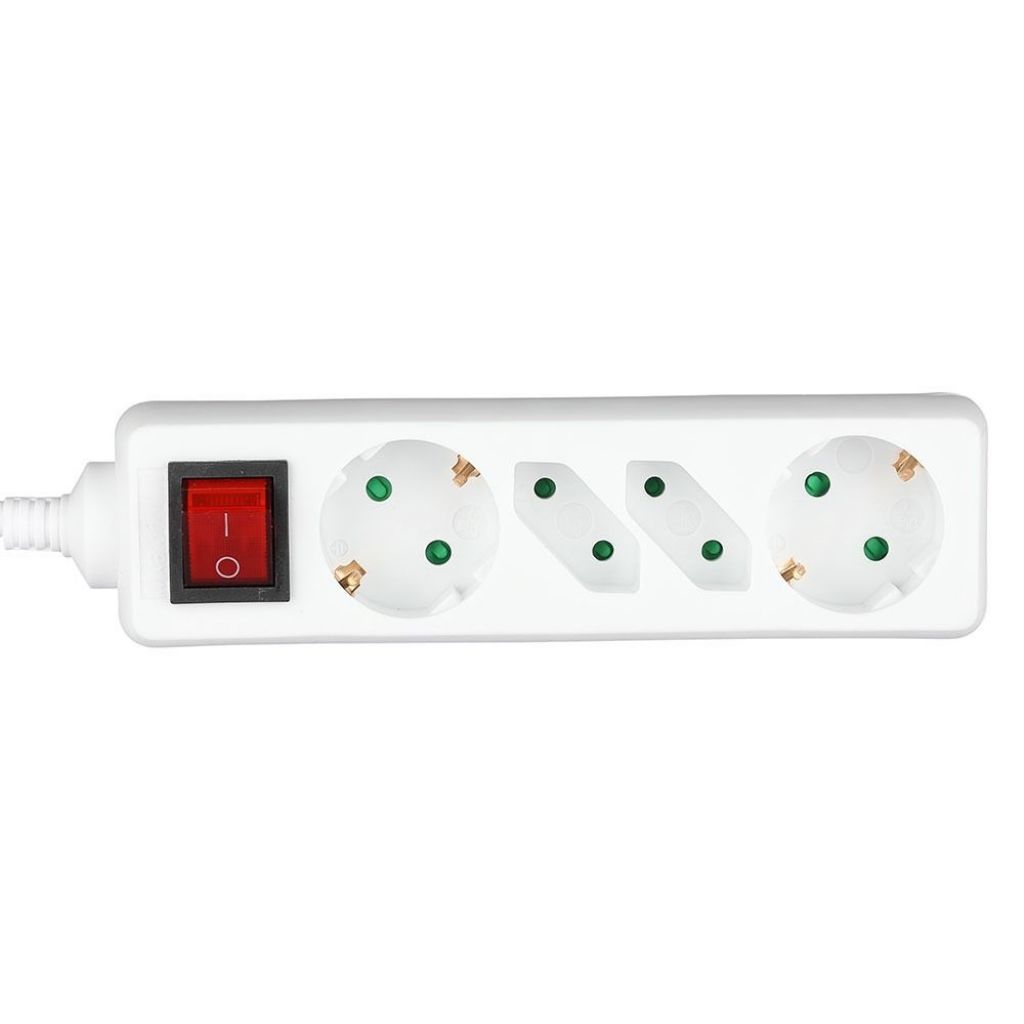 4 Holes Socket Whit Switch (3g 1.5mm2 X 1.5m ) Polybag With Card White