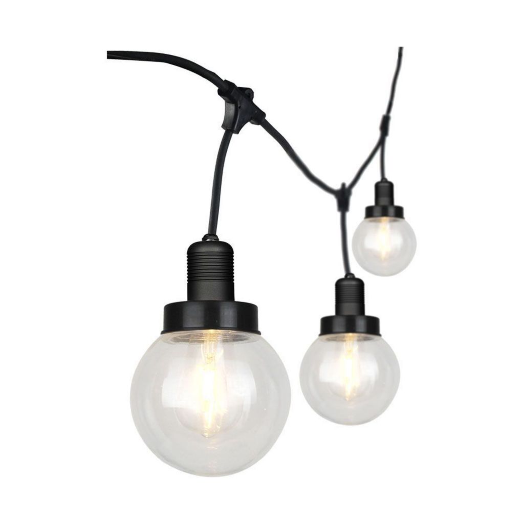 Led String Ligh 3m With 6 Bulbs Matt Black Ip65