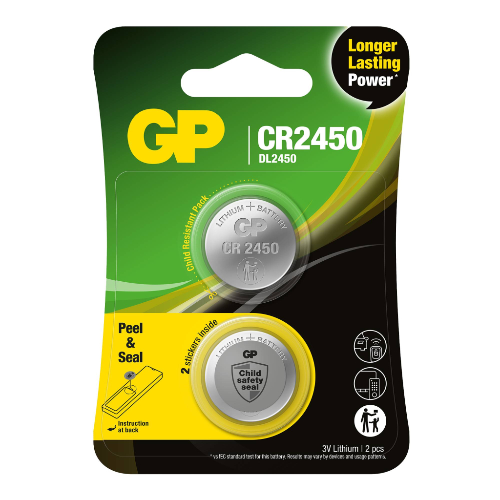 Batteria Al Litio A Bottone 3v Cr2450 (blister 2 Pezzi)