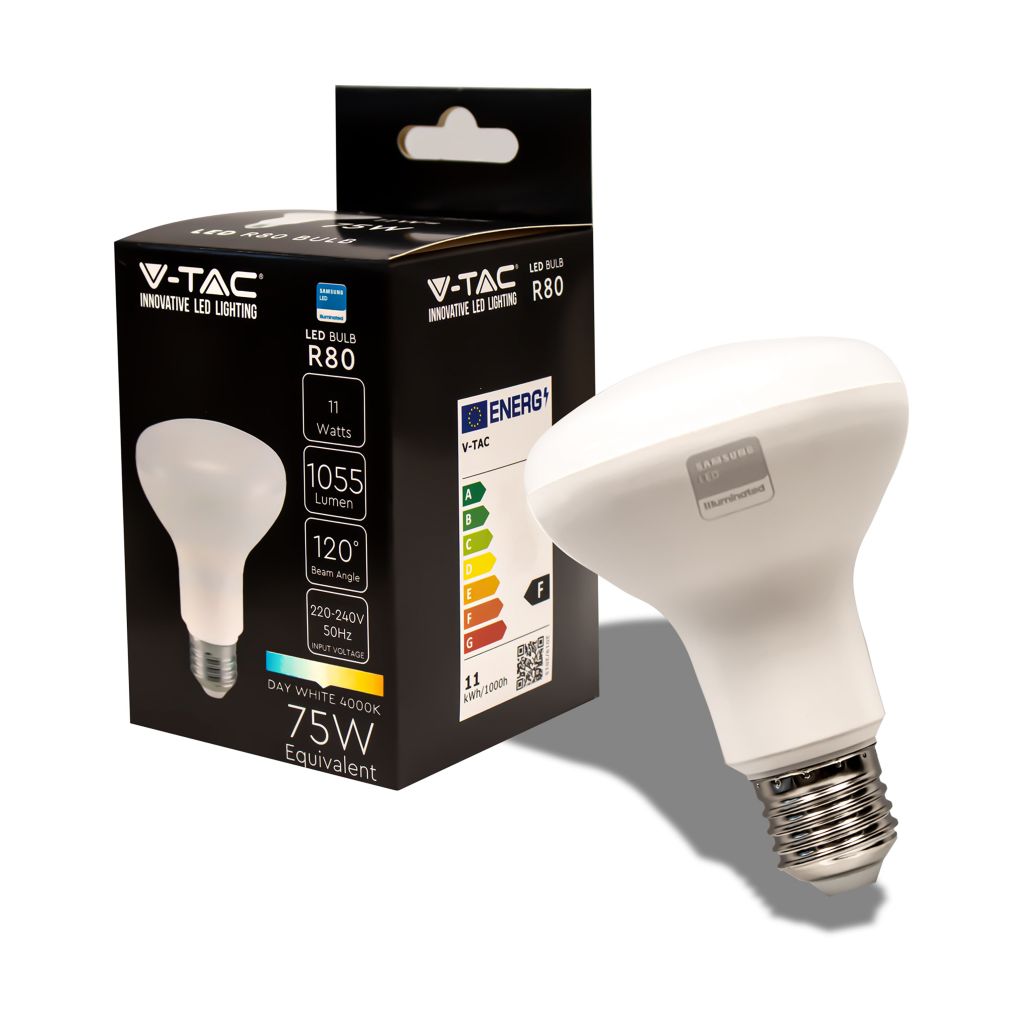 Led Bulb Samsung Chip 11w E27 R80 Plastic 3000k